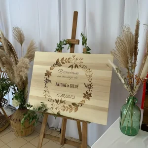 PANNEAU BIENVENUE MARIAGE - Bois brut