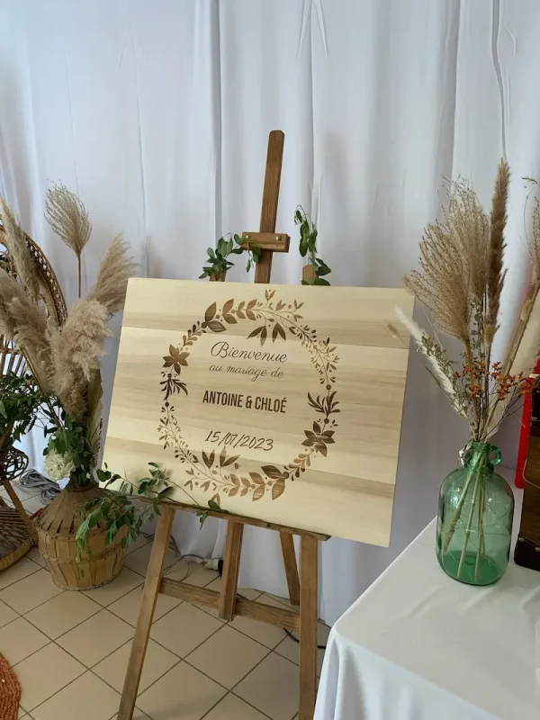 PANNEAU BIENVENUE MARIAGE - Bois brut